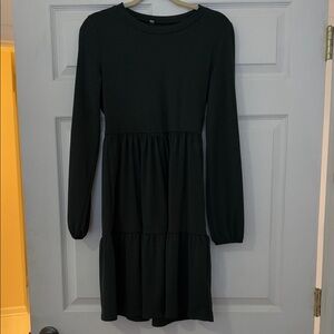 Stylish Dark Green Ribbed dress